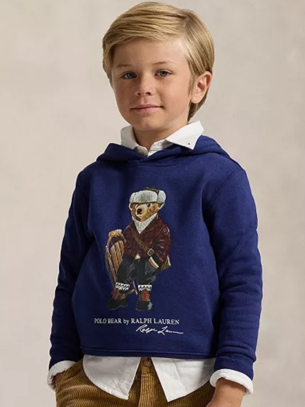 Polo Ralph Lauren Boys Polo Bear Fleece Hoodie Size 3 Blue New